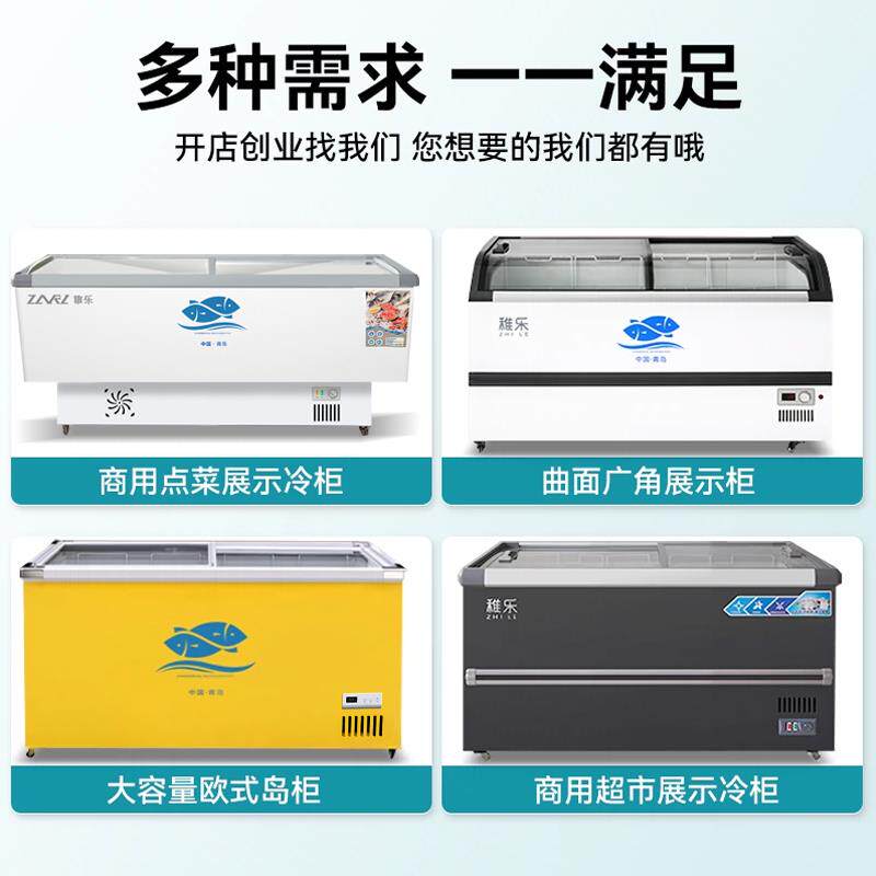 冰柜商用大容量展示柜卧式冷藏冷冻保鲜柜冷柜两用双门玻璃岛柜