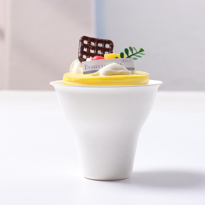 一次性杯子冰激凌纸浆杯网红手握栗子杯冰淇淋蛋糕提拉米苏手拿杯