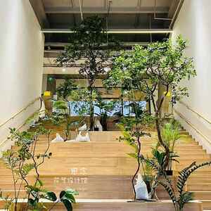 室内仿真树简约创意书店画廊展厅花艺软装布置装饰沉侵式设计