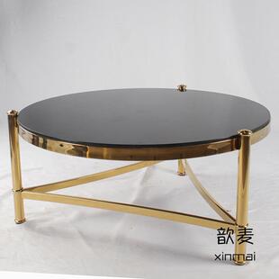广东歆麦佛山家具厂家直销轻奢简约个性休闲不锈钢后现代圆形茶几