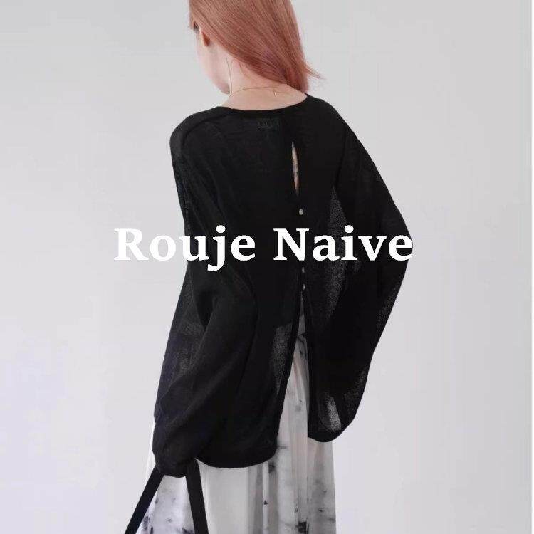 ROUJE NAIVE法式后背镂空防晒长袖针织衫t恤女夏宽松慵懒风罩衫