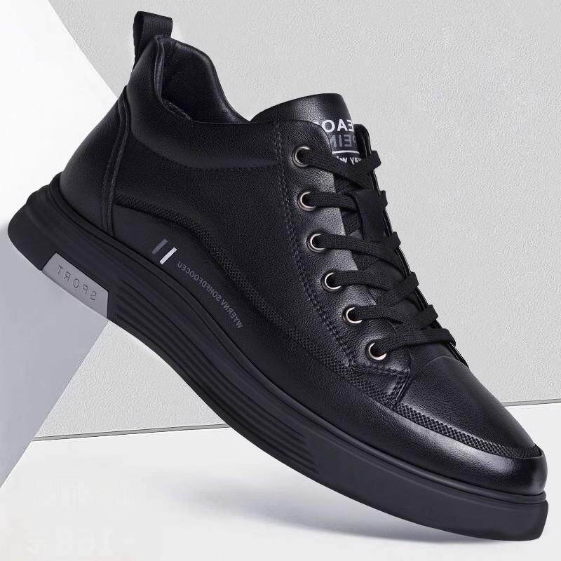 香港潮牌男鞋冬季2024新款真皮透气休闲皮鞋英伦增高百搭运动板鞋