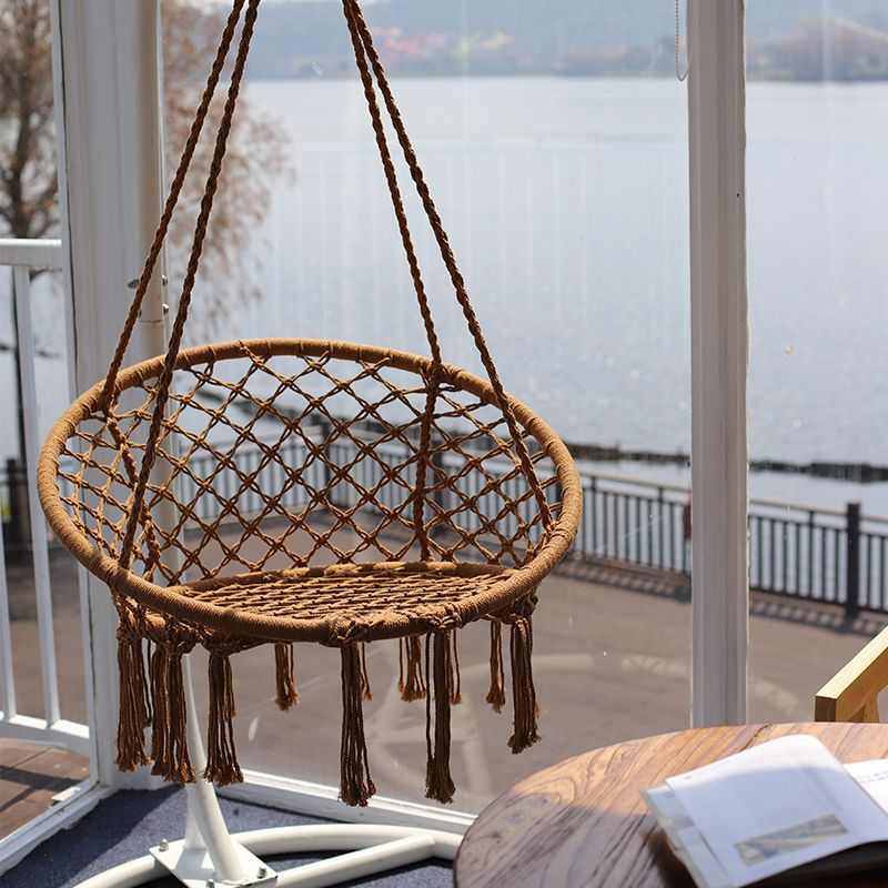 ins北欧风流苏吊椅卧室少女秋千儿童家用室内懒人椅阳台编织吊篮,户外/登山/野营/旅行用品,吊床,淘宝优惠券,粉丝福利购,淘宝优惠卷