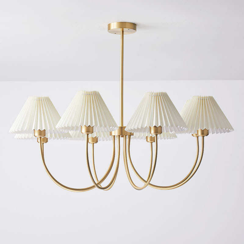客厅吊灯餐厅卧室书房美式风格布艺褶皱灯罩现代简约全铜清新灯具,家装灯饰光源,客厅吊灯,淘宝优惠券,粉丝福利购,淘宝优惠卷