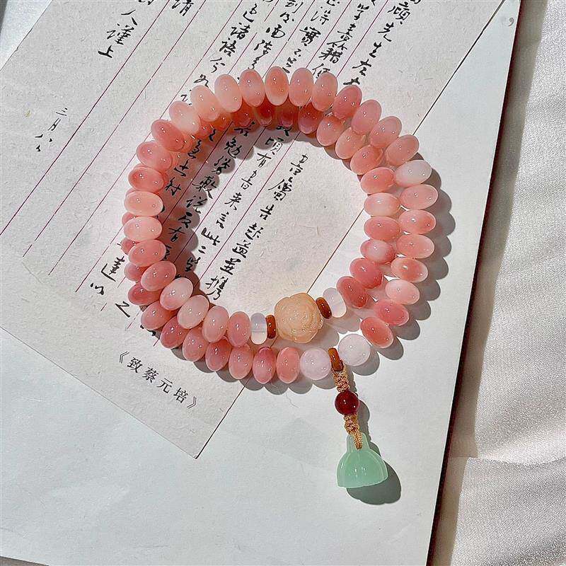 【普陀山】直播【美人赋】粉菩提双圈手串女菩提根手持文玩佛珠手
