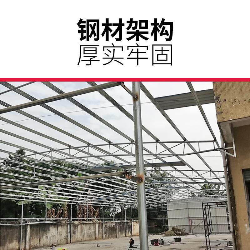 钢结构铁皮棚工钢板大型雨篷HT-0324简钢架棚通道程铁棚彩易停车