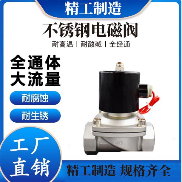 304不锈钢电磁阀2W型24V水管电磁控制阀220V气阀电控制水用开关