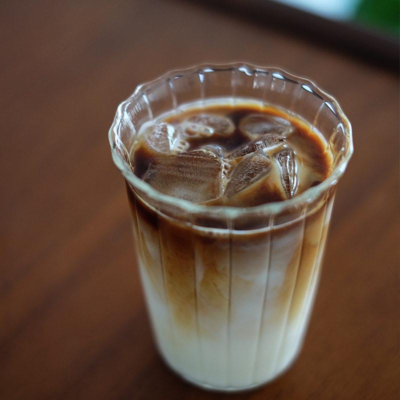 现货销售冰拿铁咖啡玻璃杯美式饮品杯硼硅玻璃透明冷饮杯喝水杯