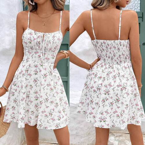 Floral printed fine shoulder strap rural style milking