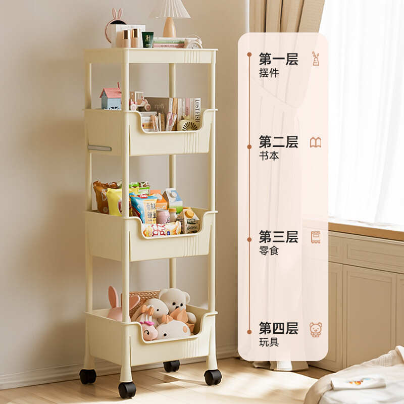 小推车置物架厨房卧室落地零食书架卫生间浴室塑料收纳储物架