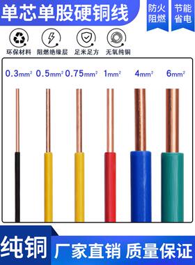 Bv数字线1 0.3 0.5 0.75方单股单芯硬铜线Av线飞线线路板