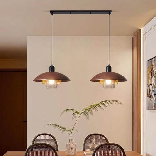 中古风胡桃木纹吊灯创意餐厅灯吧台吊灯侘寂风民宿茶室氛围吊灯具