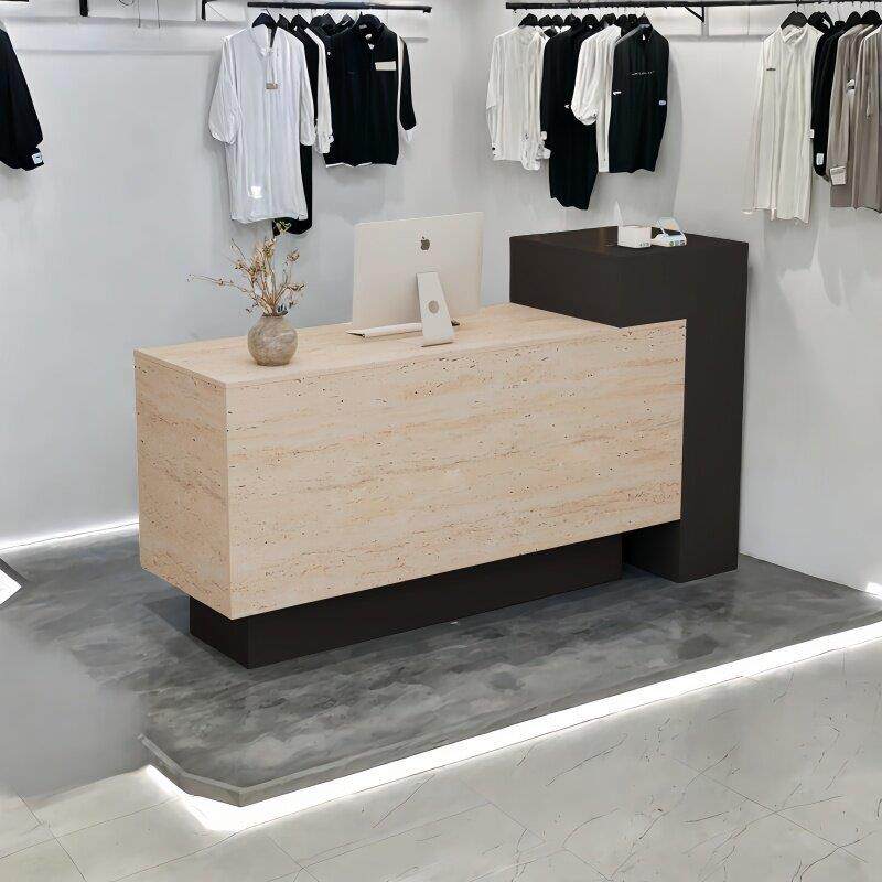 简约现代服装店收银柜台小型前台接待台美容院吧台桌中岛台展示柜