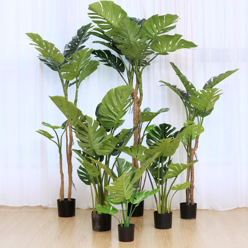热带彷真植物龟背竹绿植盆栽假树叶大盆景北欧风家居室内落地花艺
