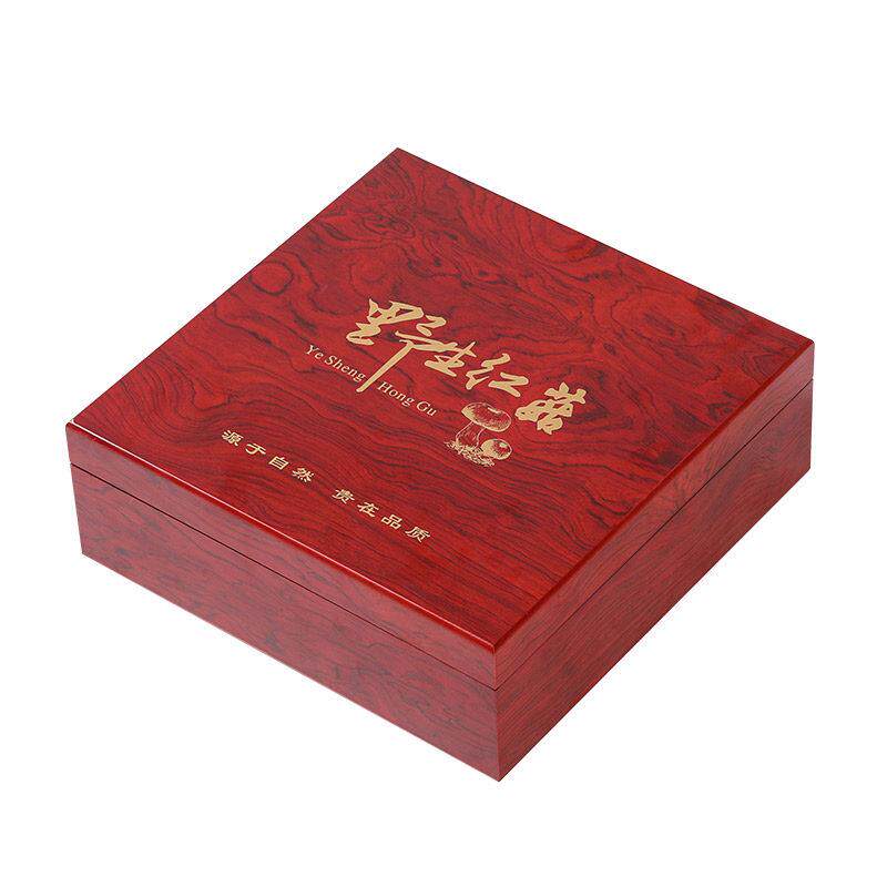 新款高档大容量野生红菇木盒羊肚菌包装盒礼品盒礼盒内盒圆盒皮袋