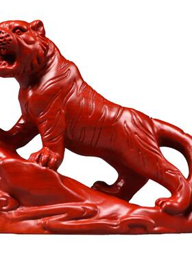 红色木头老虎摆件实木质雕刻十二生肖木制小老虎吉祥物装饰工艺品