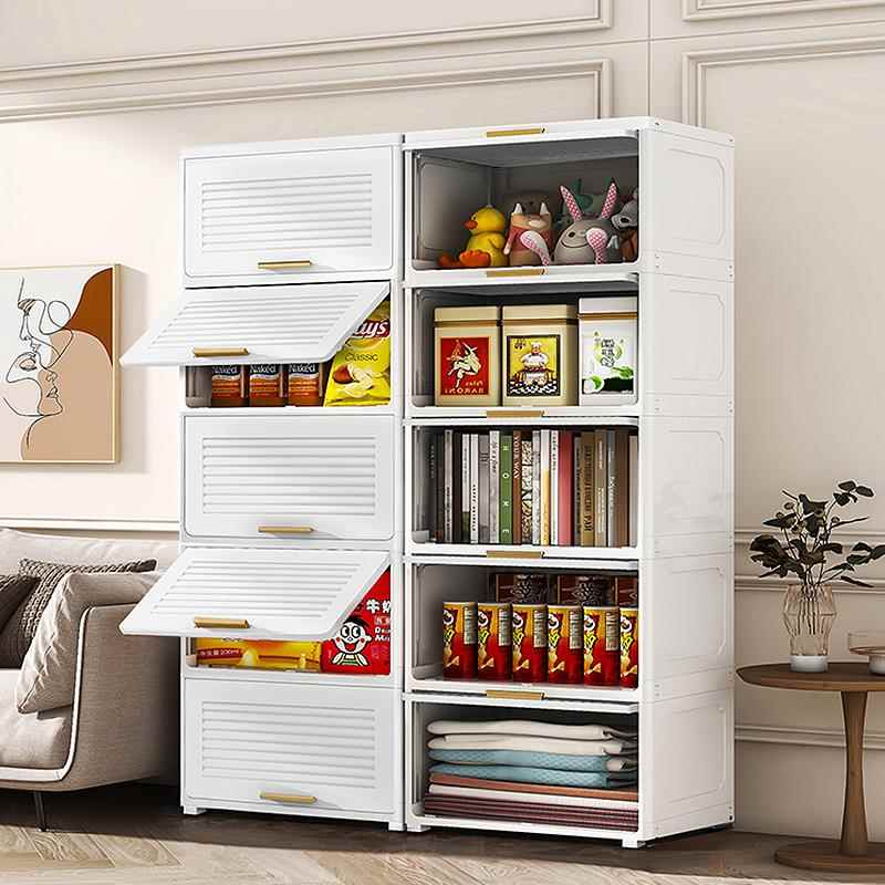 香港包邮纯白色翻盖置物架多层收纳架客厅零食收纳柜落地储物柜厨