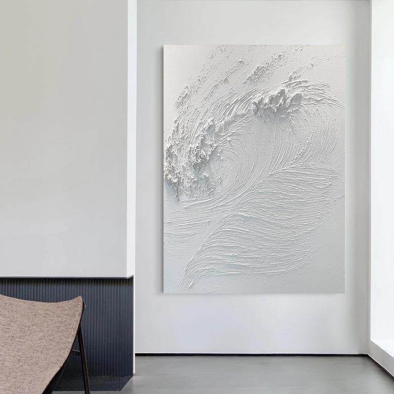 纯手绘油画现代简约抽象立体肌理画玄关走廊装饰画澎湃海浪壁画