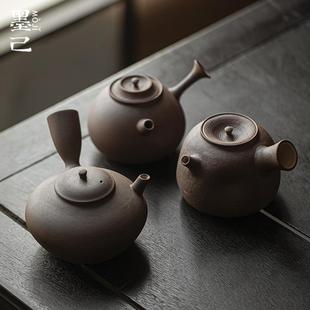 陶泥煮茶壶功夫茶具家用围炉煮茶可煮可加热陶瓷侧把壶 墨己日式