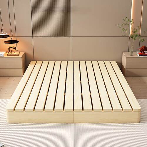 无床头透气防潮排骨架实木榻榻米床架出租屋日式矮床民宿风地台床