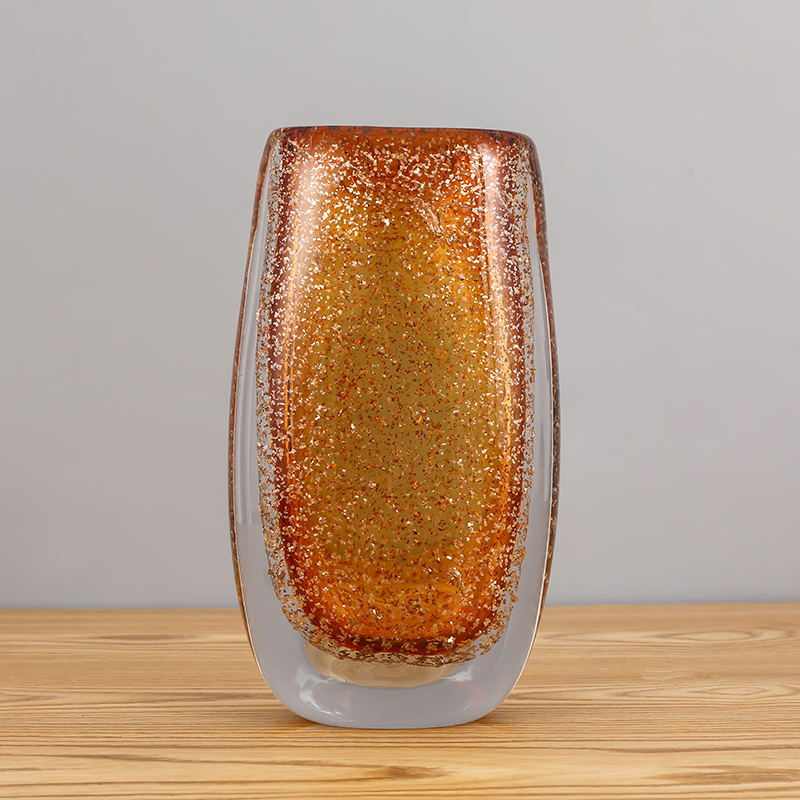 摆件奢水培轻水晶玻璃装器客厅透明软花桌面插花北欧创意花瓶金色