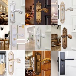 欧式 房门锁家用通用型房间门锁具静音木门黑白色门把手旧门换锁