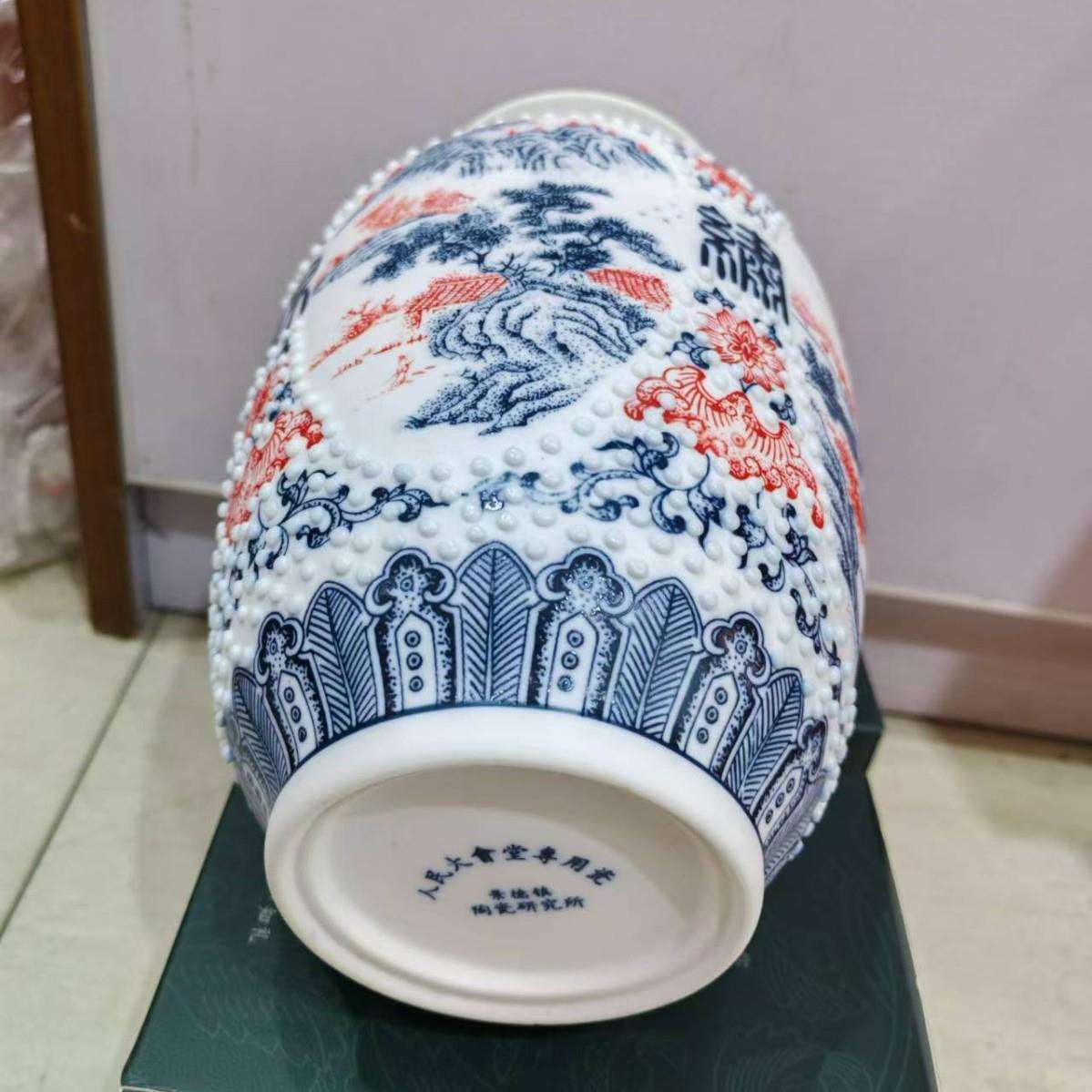 仿古青花景德镇花瓶陶瓷复古大号花瓶家居国风博古架中式客厅摆件