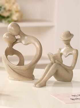 新款直销北欧抽象人物艺术情侣家居摆件客厅卧室玄关装饰品七夕生