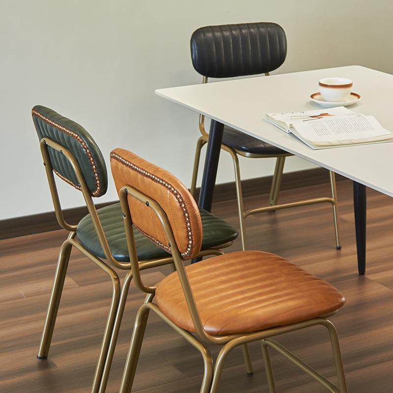复古铁艺皮革餐椅美式工业风靠背椅家用餐桌椅子设计师餐厅椅子