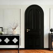法式 弧形黑色木门拱形卧室门烤漆木门实木芯室内门厨卫玻璃门定制
