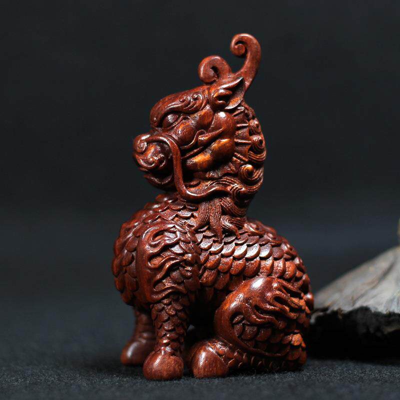 赞比亚小叶紫檀麒麟摆饰 血檀雕刻摆件 似小叶紫檀文玩送礼手把件