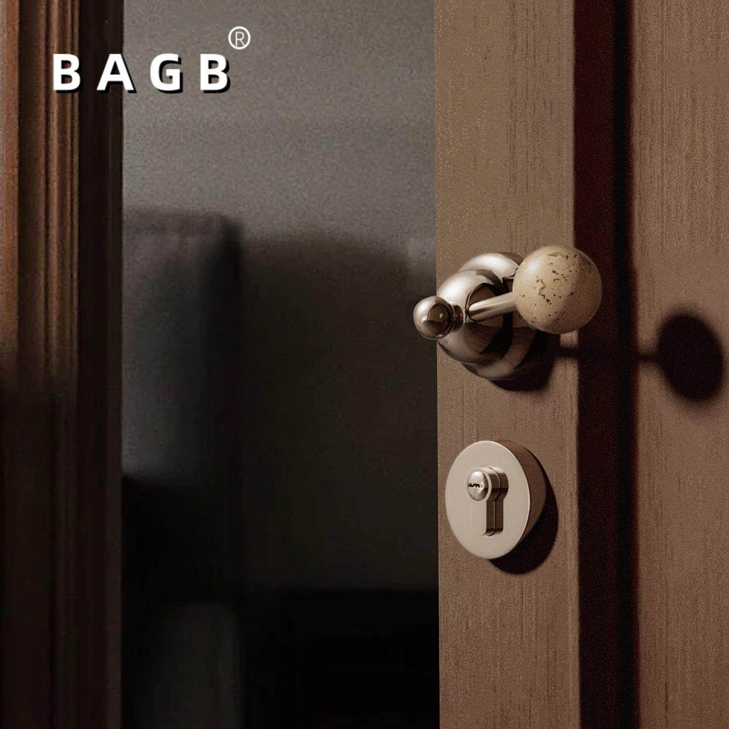 BAGB可爱创意装饰洞石门锁室内磁吸静音门把手卧室家用房间分体锁