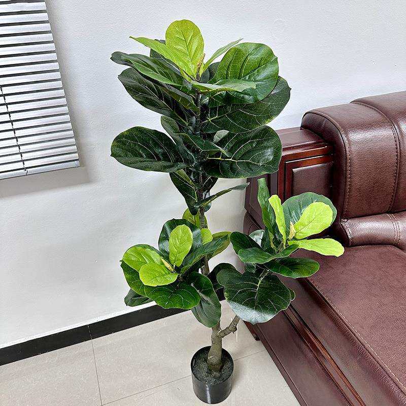 仿真琴叶榕盆栽人造绿植大叶片假树盆景摆件外贸新品室内办公装饰