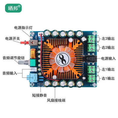 【晒邦】TDA7850汽车四声道HIFI功放板大功率50W*4高品质音频放大