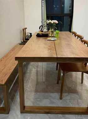 现代简约实木餐桌全实木大板餐奢桌家用小型户YY-23665轻饭桌条吃