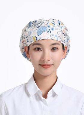 家用厨房炒菜帽子女可调节做饭防油烟做卫生工作厨师帽子防掉头发