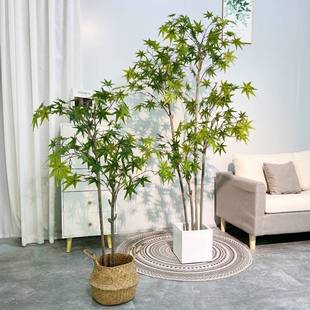 仿真绿植假红枫树盆栽植物造景枫叶装饰花客厅落地摆件大型假花卉