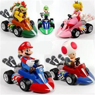 Super Mario Kart Pull Back Car Bowser Peach Yoshi Action Fig