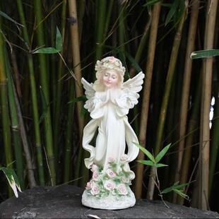 西式 饰品工艺品 少女祈祷天使雕塑模型摆件庭院公园摆件办公室内装