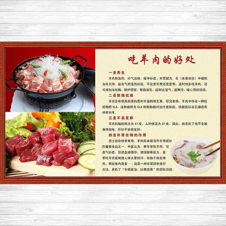 吃羊肉的好处美食养生羊肉汤功效简介海报挂图展板贴纸订制466