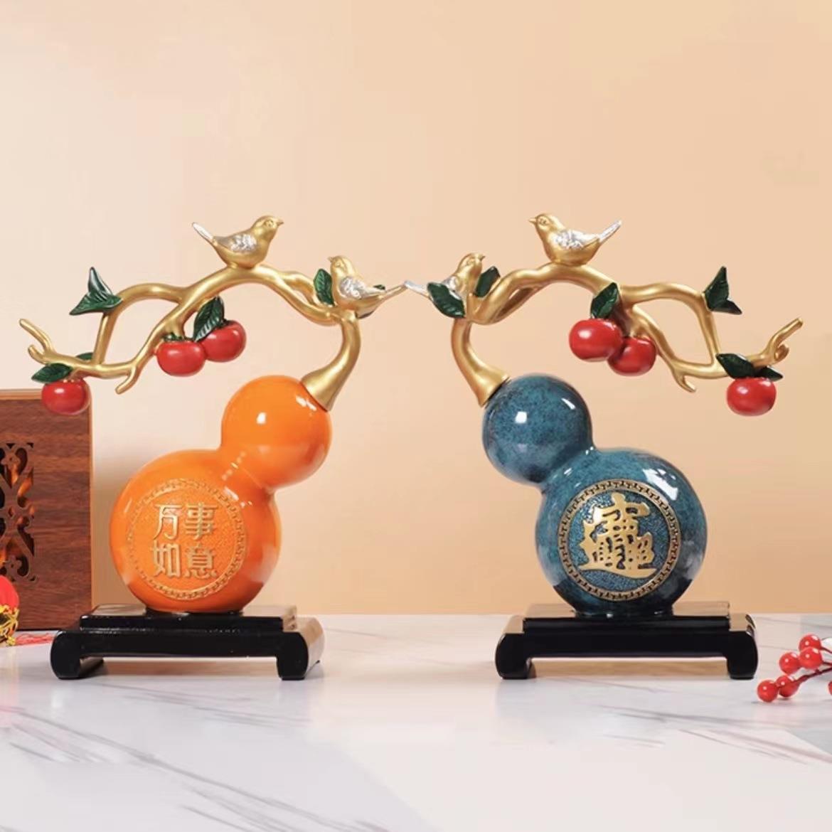 入门玄关摆件飘窗摆件装饰新中式家居客厅万事如意葫芦摆件新房乔