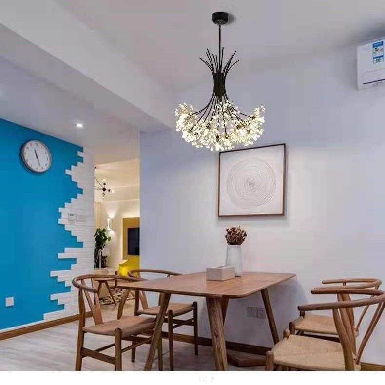 北欧简约蒲公英吊灯卧室餐厅客厅玄关轻奢枝形铁艺led水晶灯具