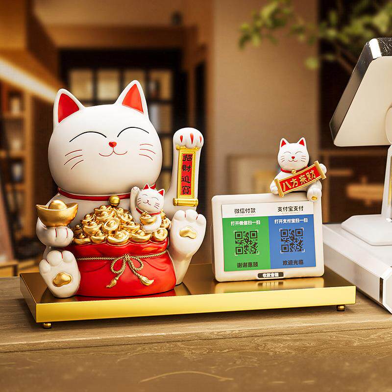 汉美可爱树脂招财猫摆件业前自动摇开招手店铺收银台台新店202503