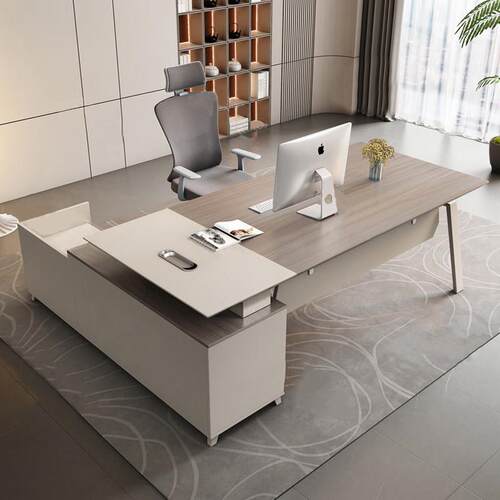 现代简约大班台办公桌L型主管桌板式电脑桌带抽屉储物经理桌