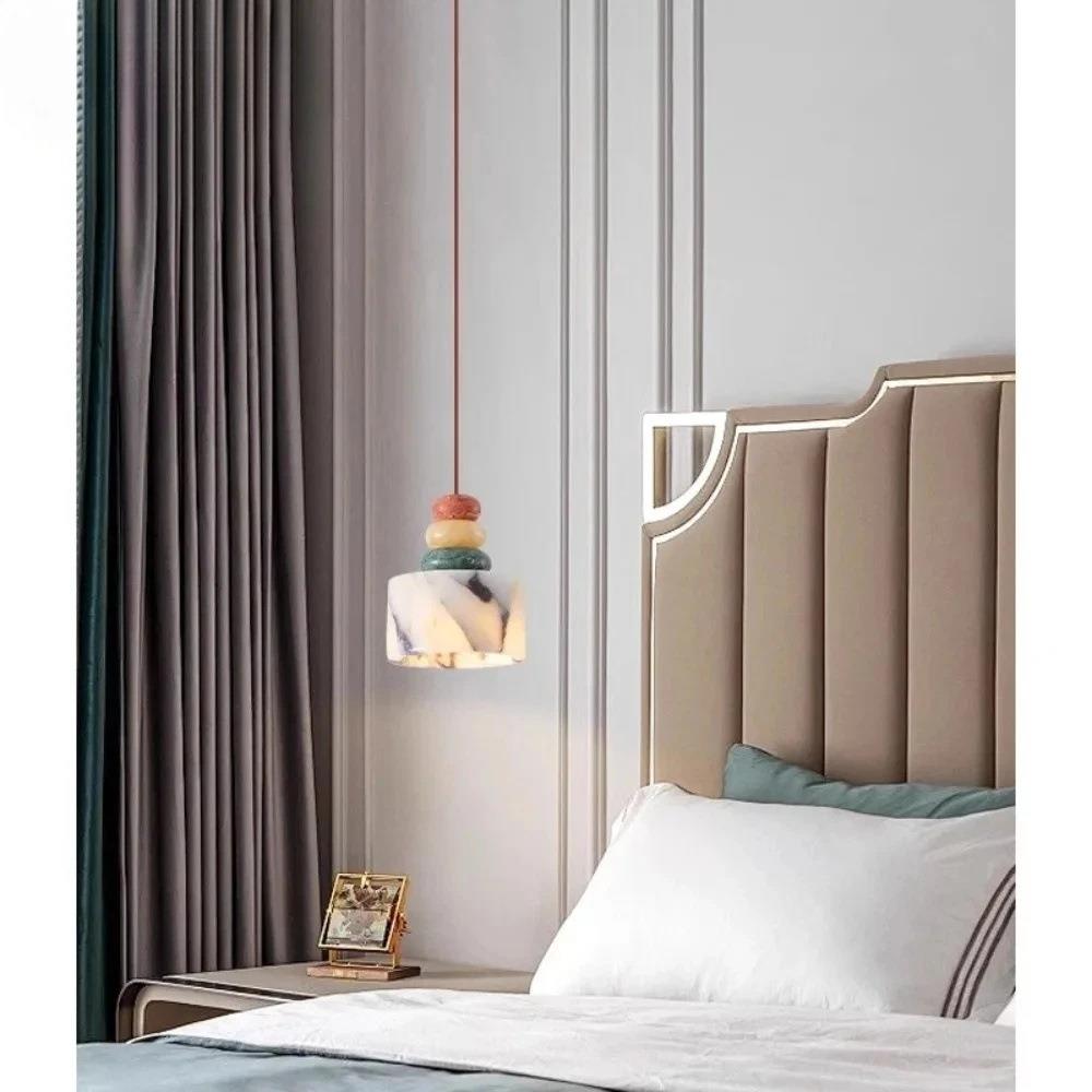 豪华彩色石材LED吊灯卡拉卡塔大理石吊灯卧室床边酒吧餐厅厨房岛