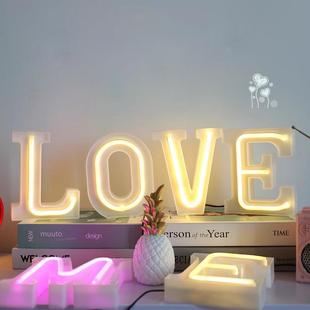 Led霓虹灯字母定制love表白求婚marryme生日蛋糕party房间装饰