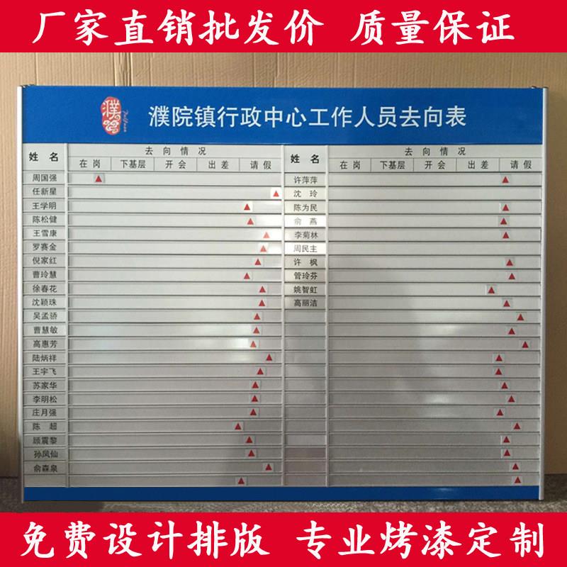 铝合金工作人员去向牌定做烤漆丝印铝材导向牌标牌门牌可换科室牌