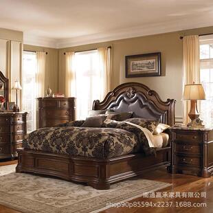 KAA美式 8复古乡村简约1床.米皮艺双人床主卧家具 轻奢实木床床法式