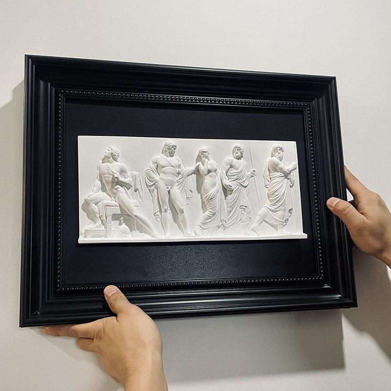 电表盒配电箱盖板遮挡挂画 画中古立体浮雕客厅壁画 画法式电表箱