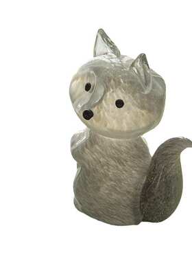 简约北欧创意手工琉璃灰色小狐狸玻璃摆件软装家居酒柜陈设装饰品
